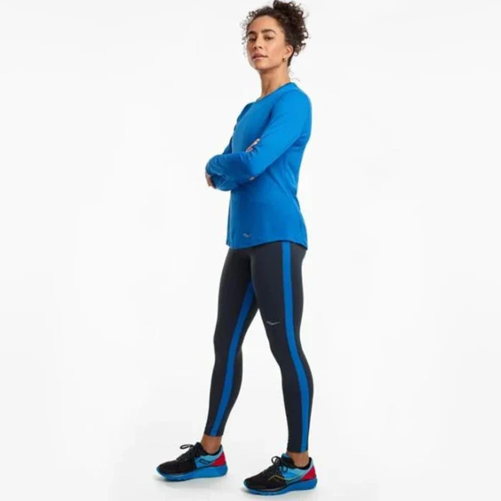 Saucony Fortify Tights Women's Small Blue Stretch Skinny Leg Activewear JDM775